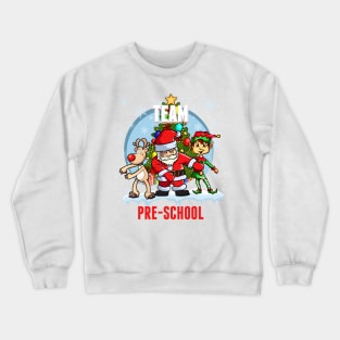 Team Pre-School Santa Elf Reindeer Flossing Kids Christmas Crewneck Sweatshirt